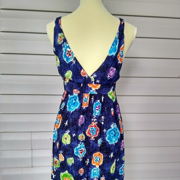 Jams World Sum Dress Blue V neck sz M floral - Picture 2 of 8
